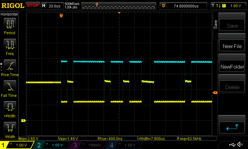 10cm, oscilloscope view