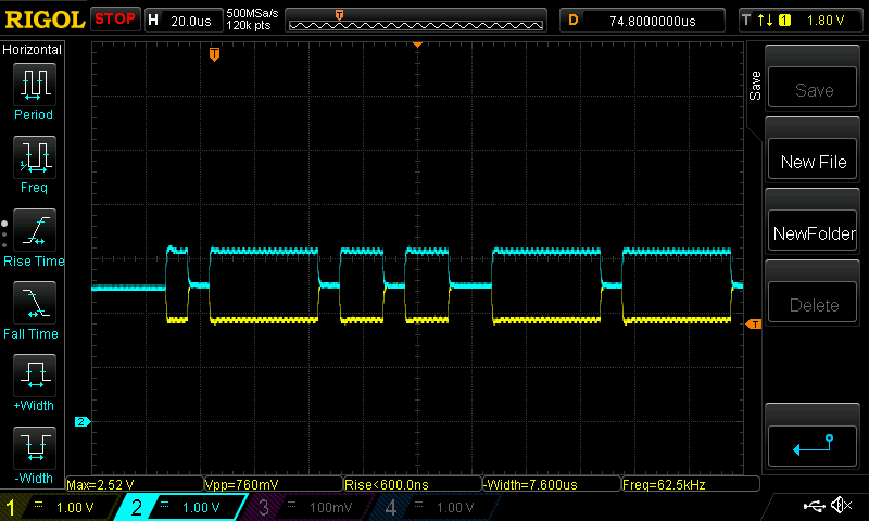 305 meters, oscilloscope view