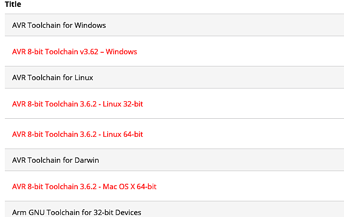AVR toolchain link