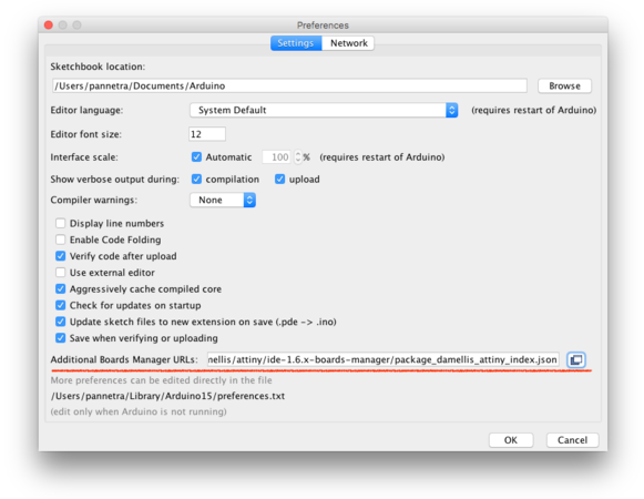 Arduino Preferences